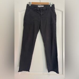 Frank & Eileen Women's Charcoal Gray Chino Twill Straight-Leg Pants Raw Hem